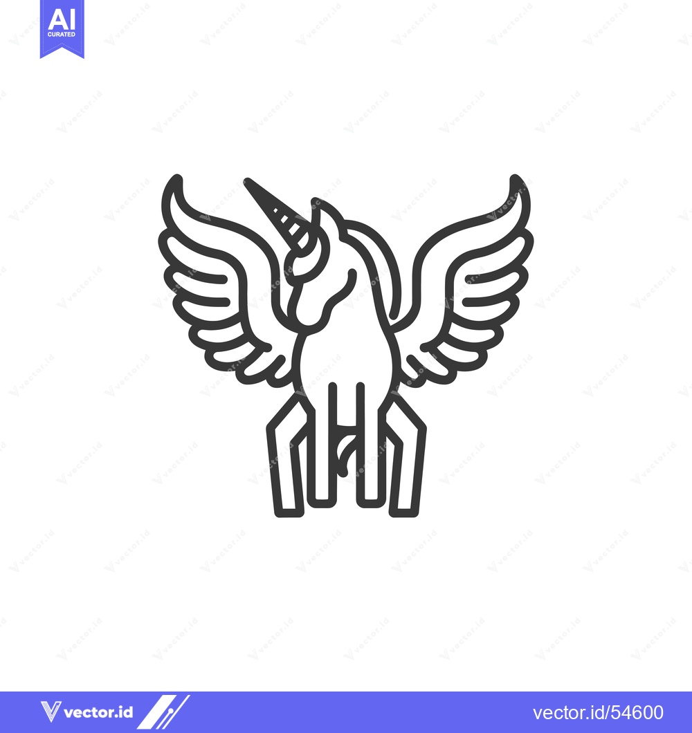 Premium Vector dari Line Art Illustration of a Unicorn with Wings