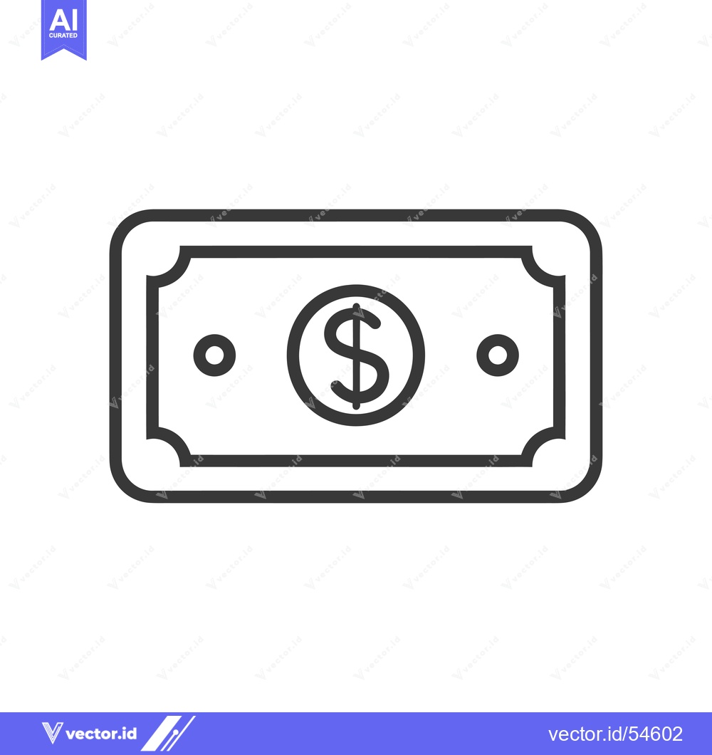 Premium Vector of Line Art Illustration of a US Dollar Bill