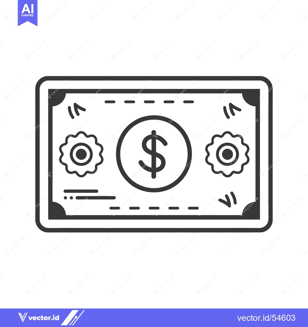 Premium Vector of Line art illustration of a US dollar bill
