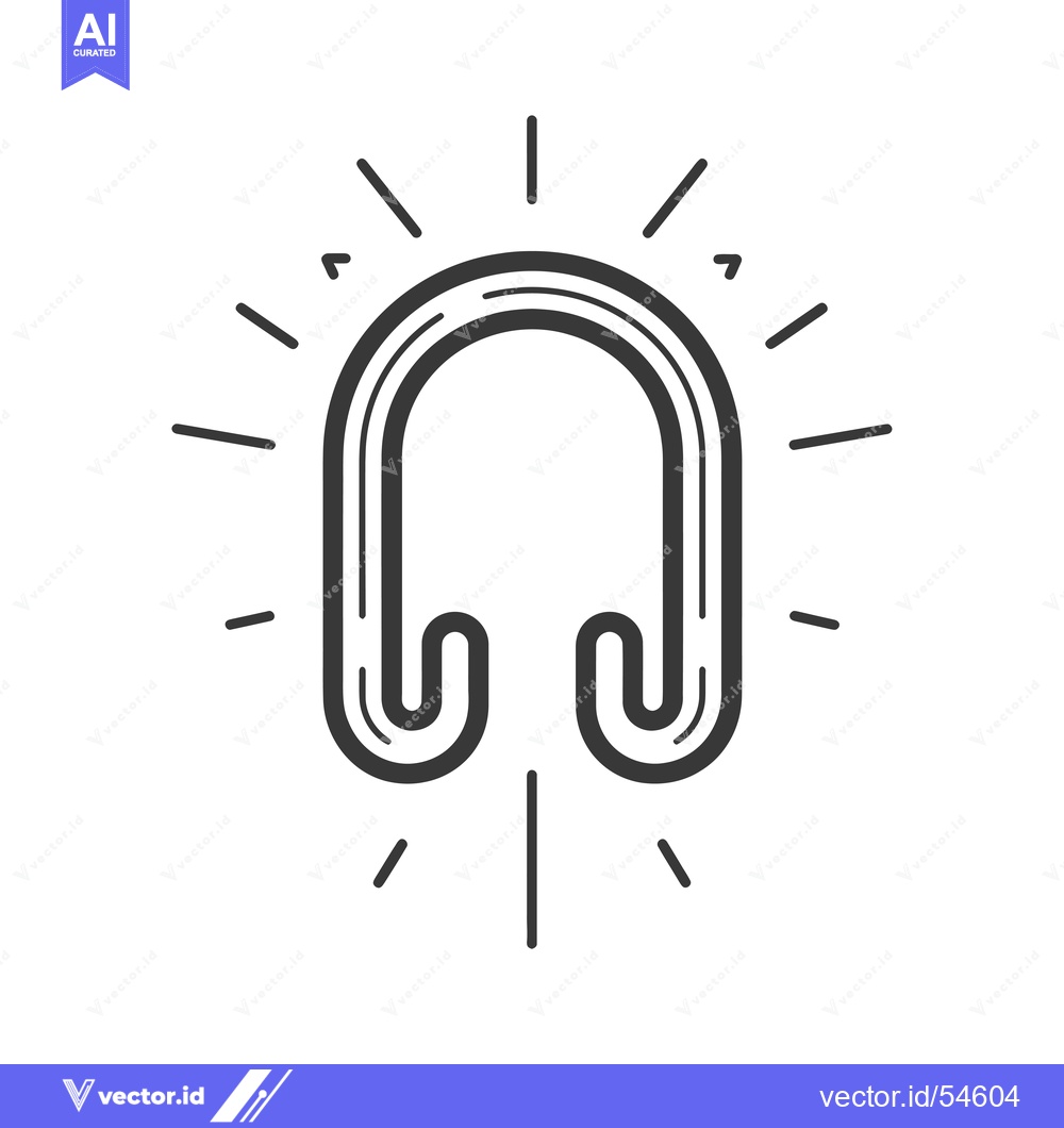 Premium Vector of Line art illustration of a U-shaped object with a burst of light behin