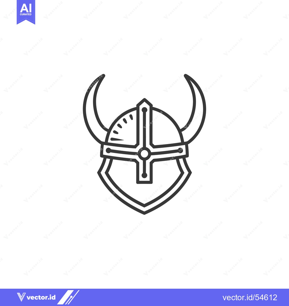 Premium Vector of Line Art Illustration of a Viking Helmet
