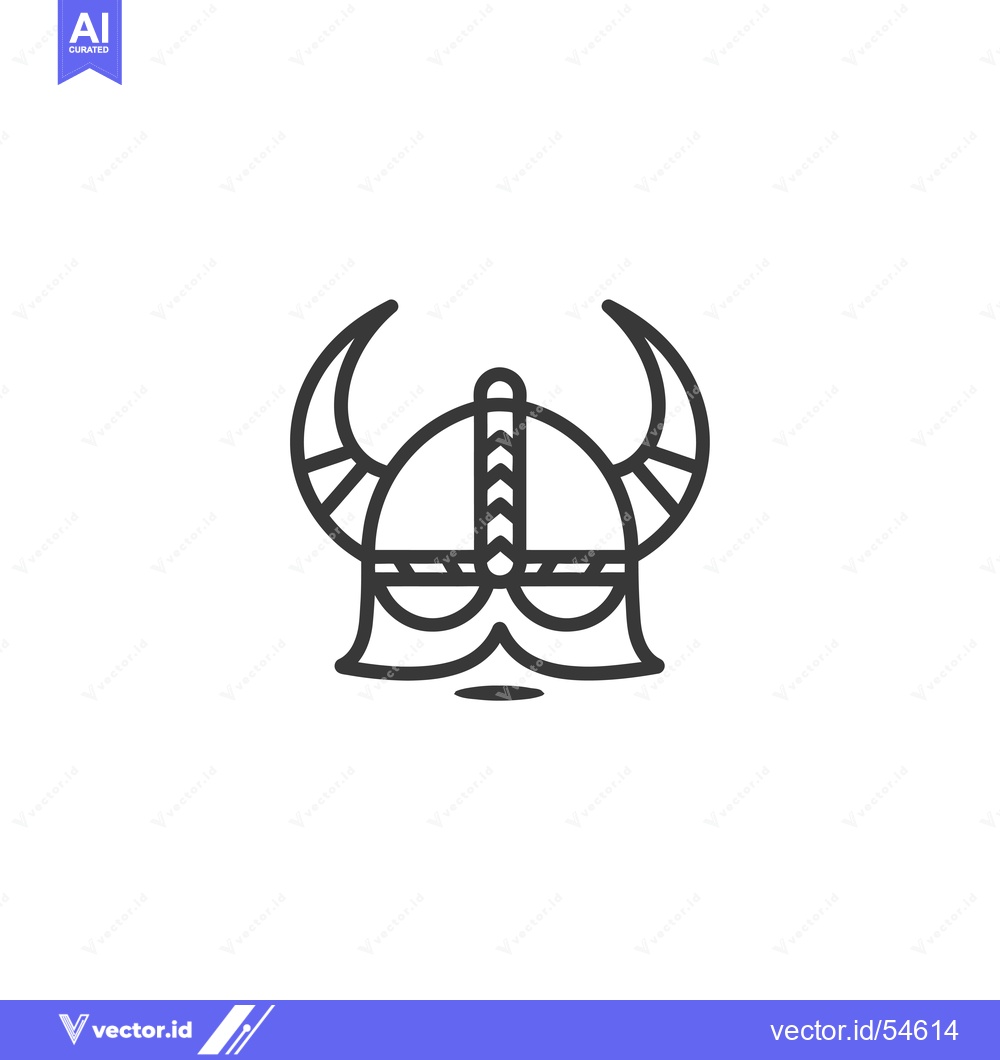 Premium Vector of Line Art Illustration of a Viking Helmet with Horns