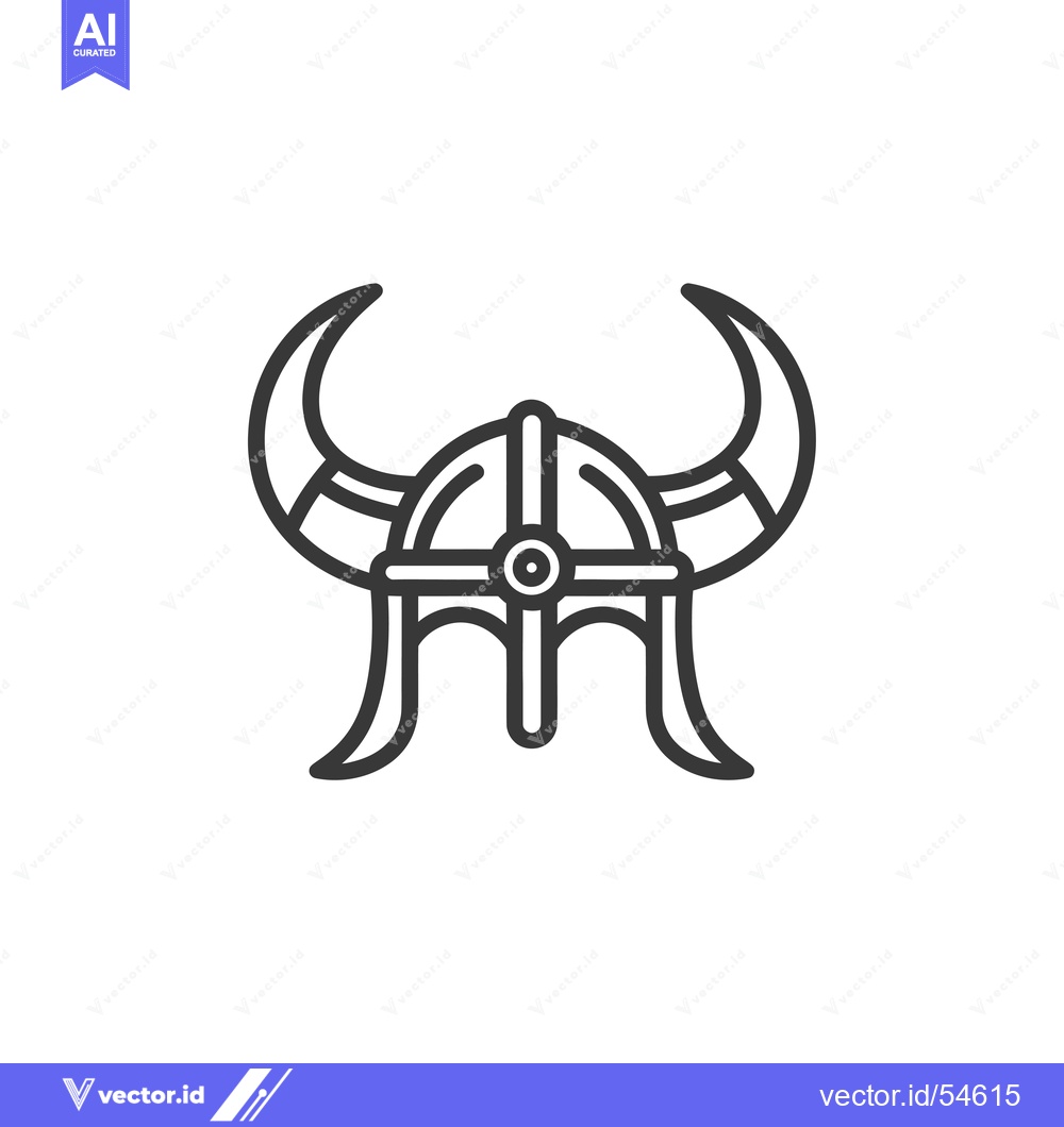 Premium Vector dari Line Art Illustration of a Viking Helmet with Horns