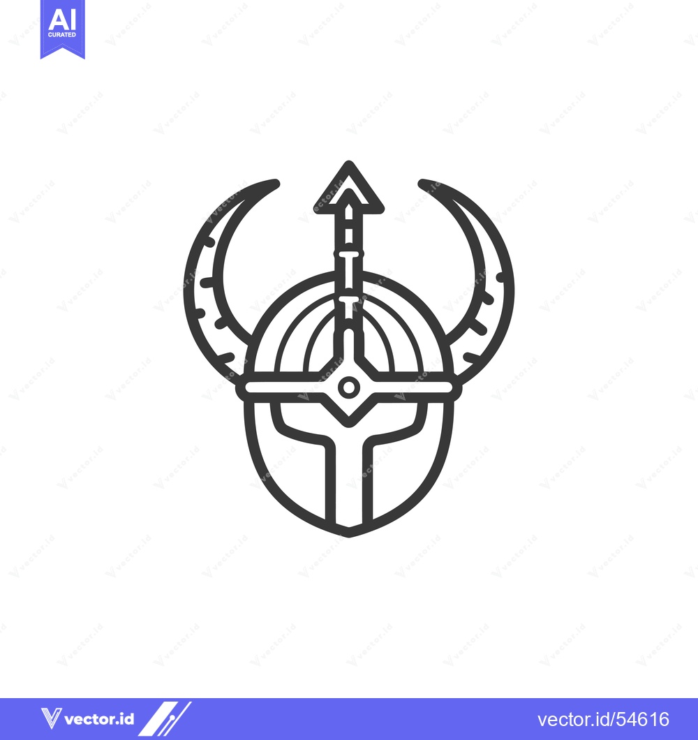 Premium Vector dari Line Art Illustration of a Viking Helmet with Horns