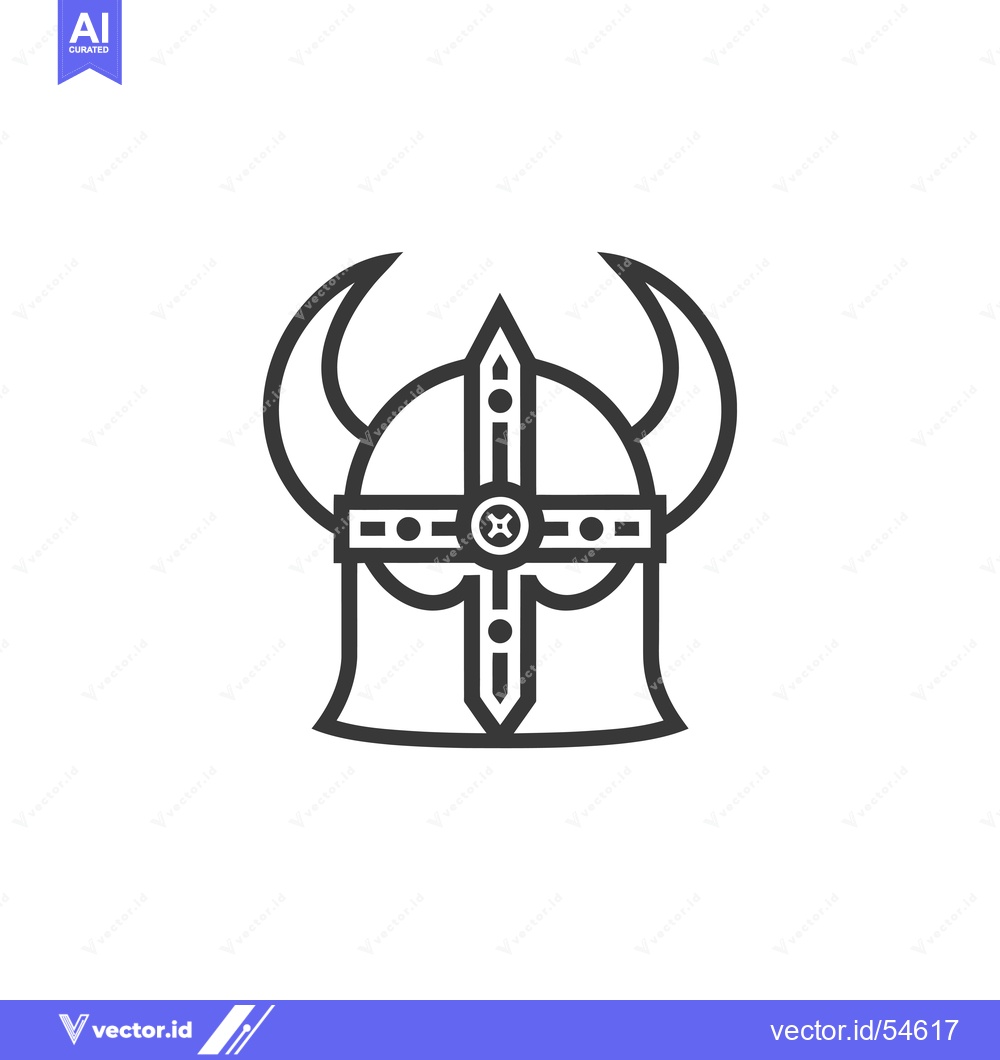 Premium Vector dari Line Art Illustration of a Viking Helmet with Horns