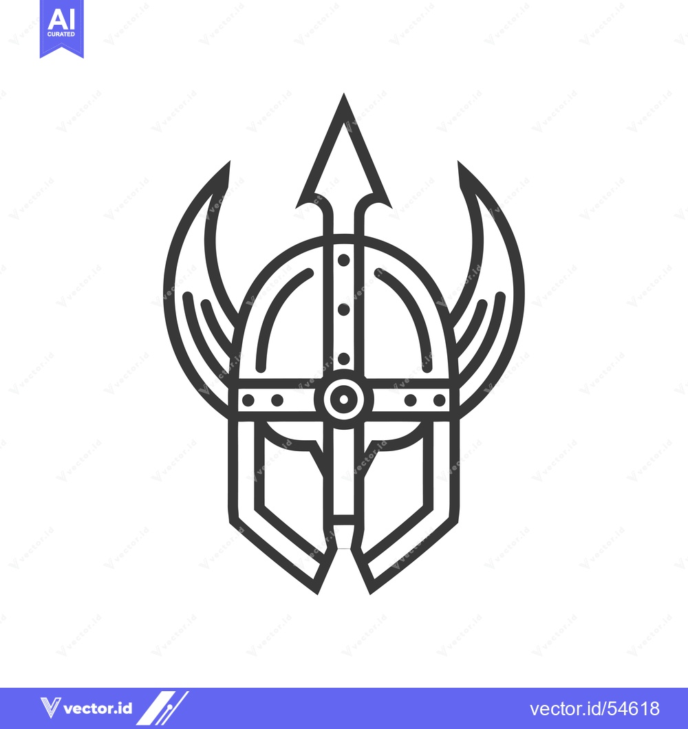 Premium Vector dari Line Art Illustration of a Viking Helmet with Horns