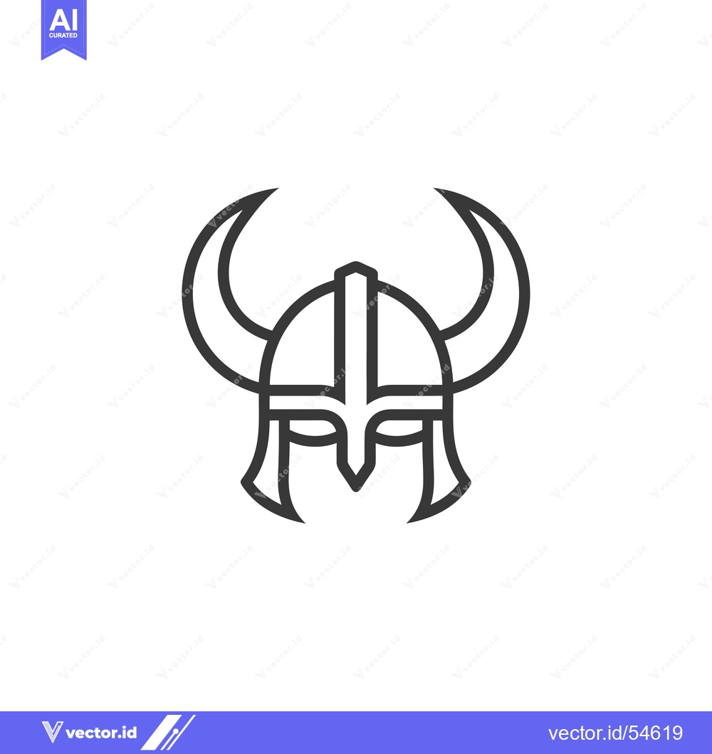 Premium Vector dari Line Art Illustration of a Viking Helmet with Horns
