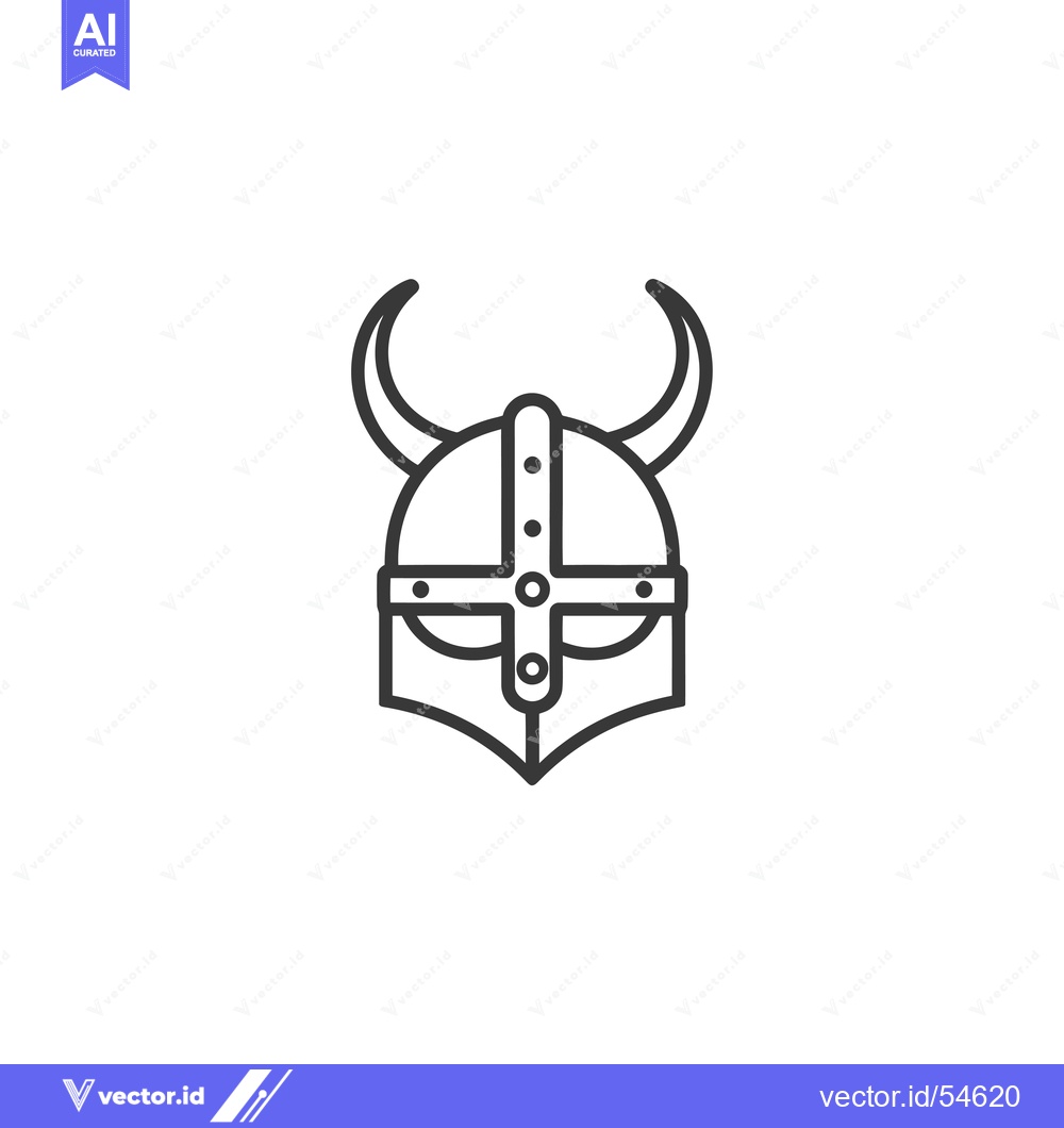 Premium Vector dari Line Art Illustration of a Viking Helmet with Horns
