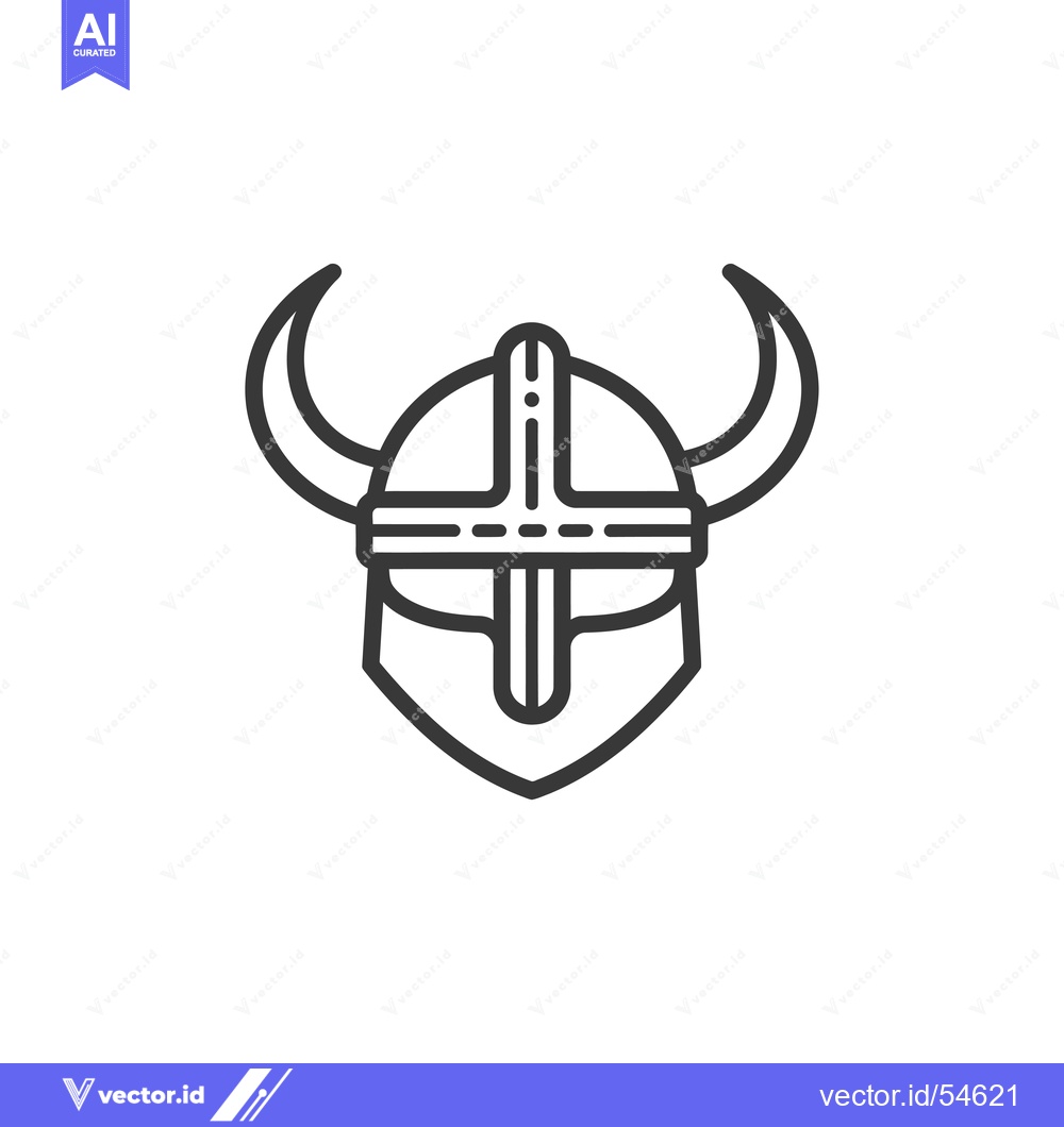 Premium Vector of Line Art Illustration of a Viking Helmet with Horns