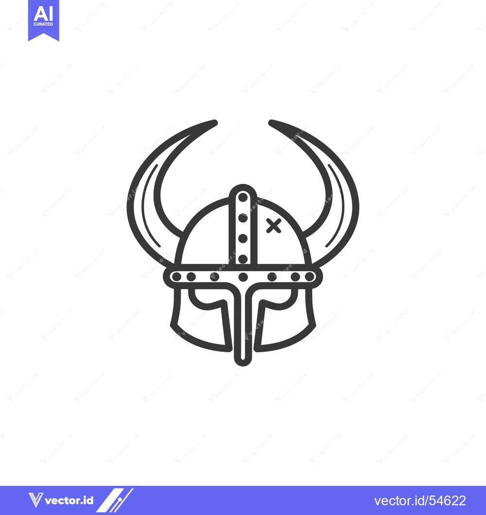 Premium Vector dari Line Art Illustration of a Viking Helmet with Horns