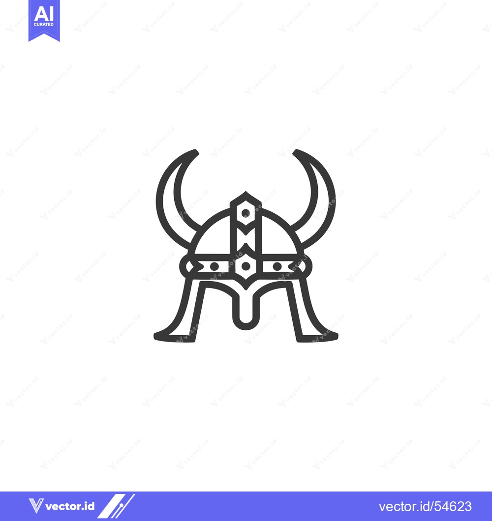 Premium Vector of Line Art Illustration of a Viking Helmet with Horns