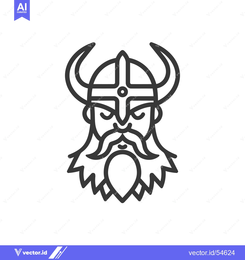 Premium Vector of Line Art Illustration of a Viking Warrior's Face