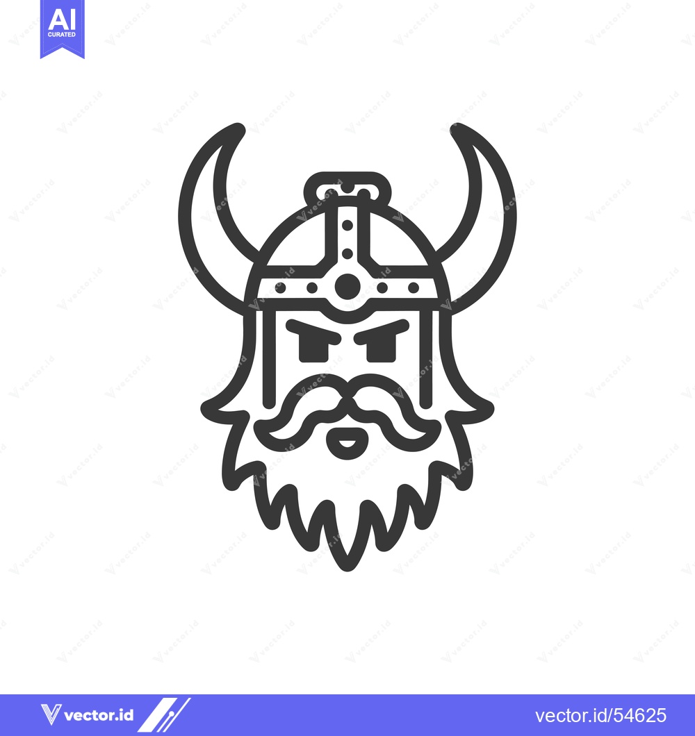 Premium Vector dari Line Art Illustration of a Viking Warrior's Face