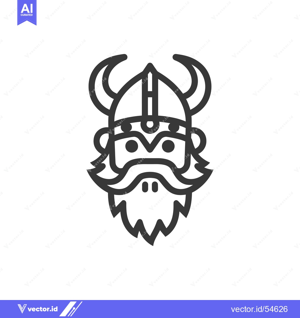 Premium Vector dari Line Art Illustration of a Viking Warrior's Face