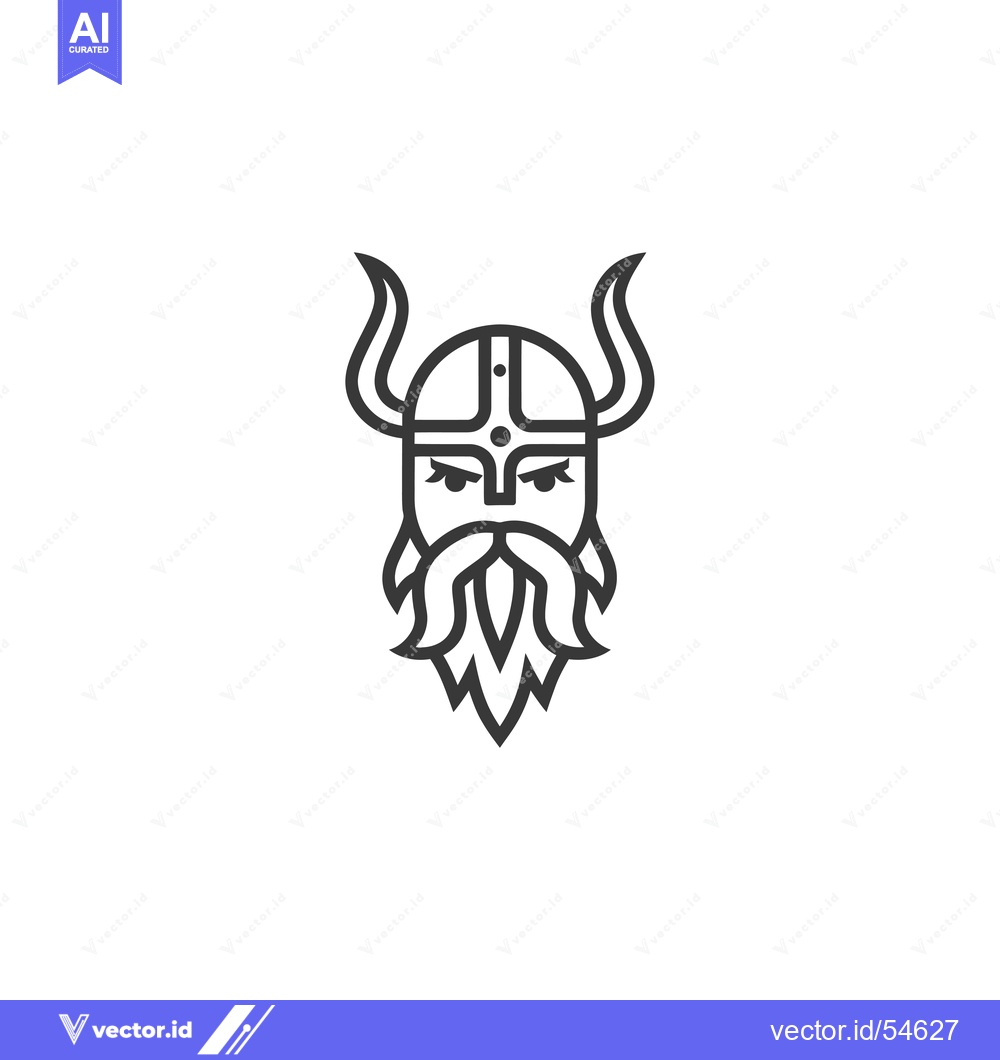 Premium Vector of Line art illustration of a Viking warrior's head
