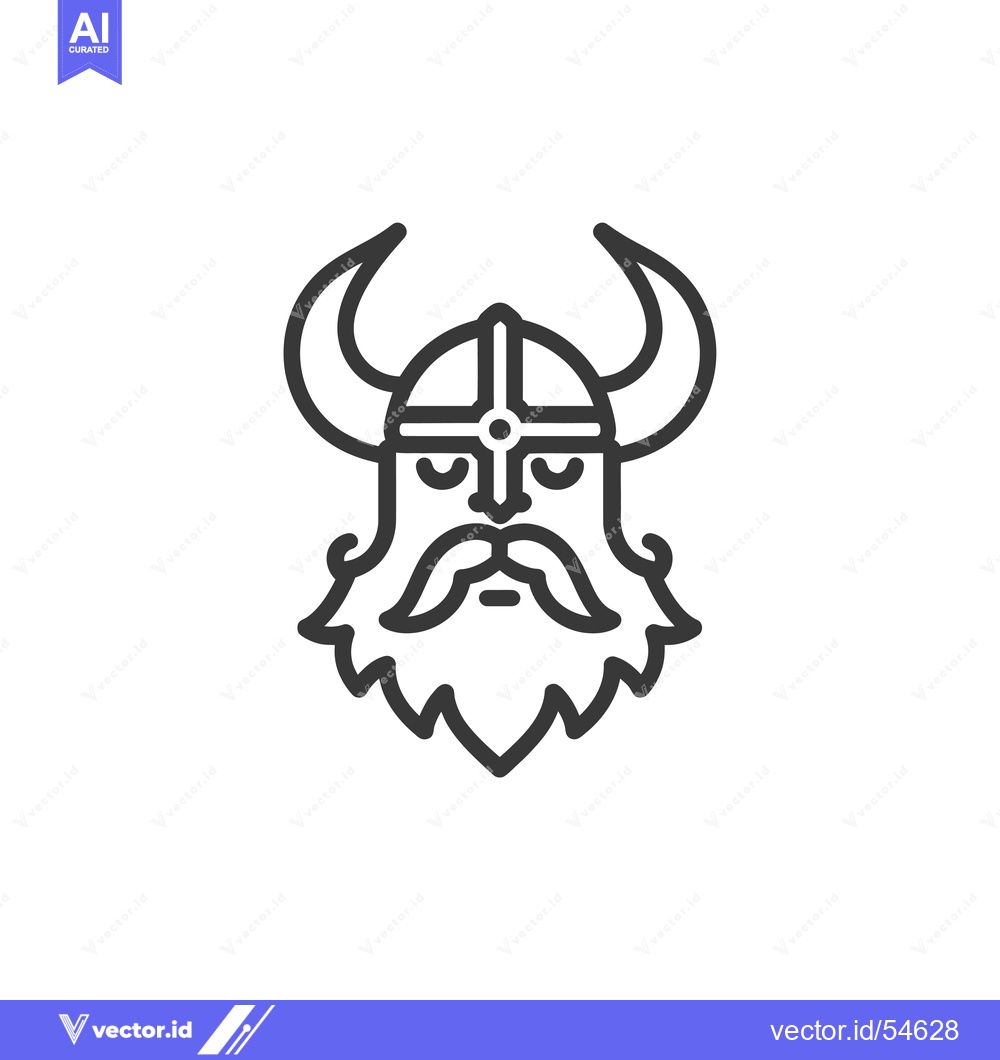 Premium Vector of Line Art Illustration of a Viking Warrior's Head