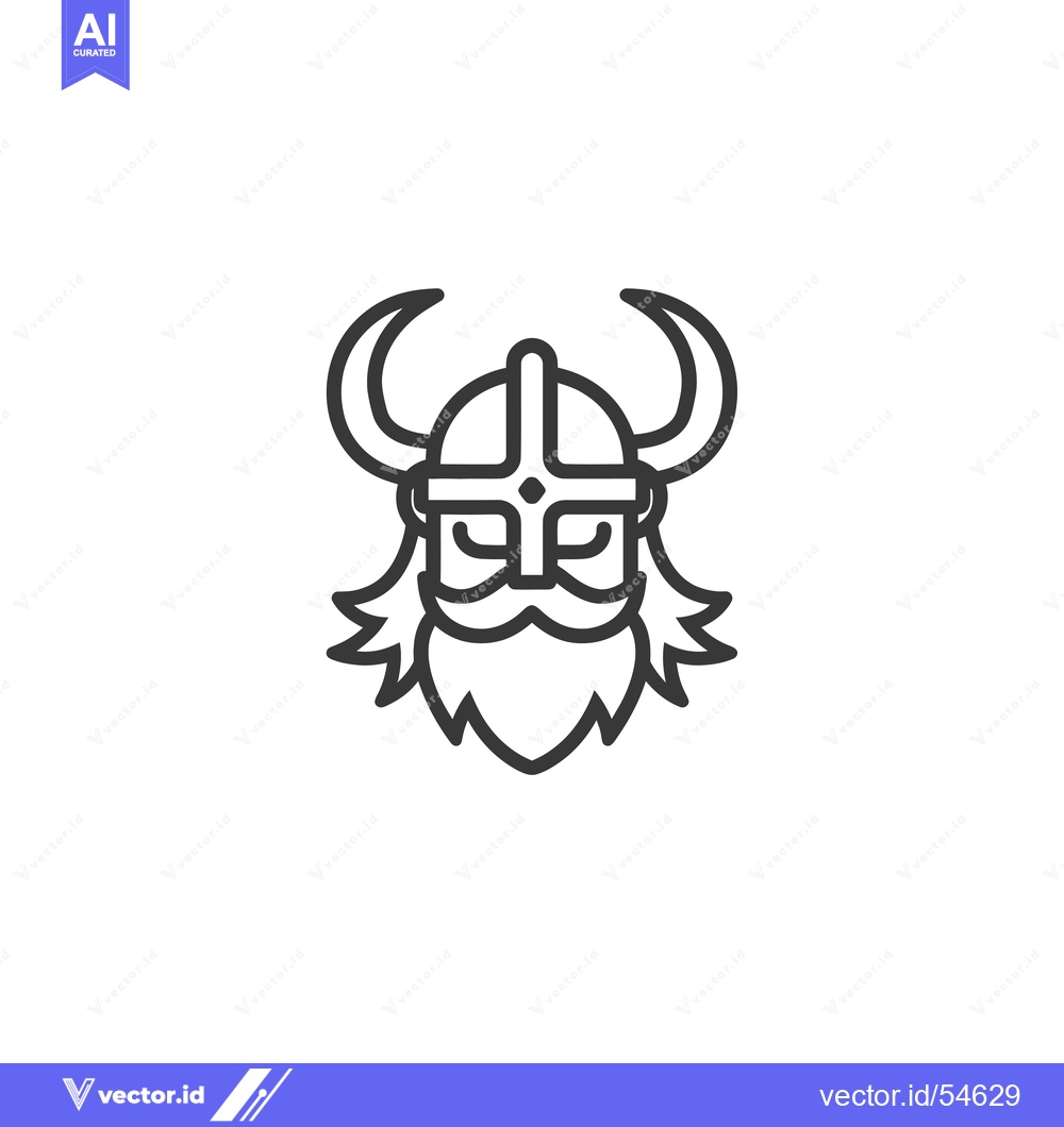 Premium Vector dari Line Art Illustration of a Viking Warrior's Head
