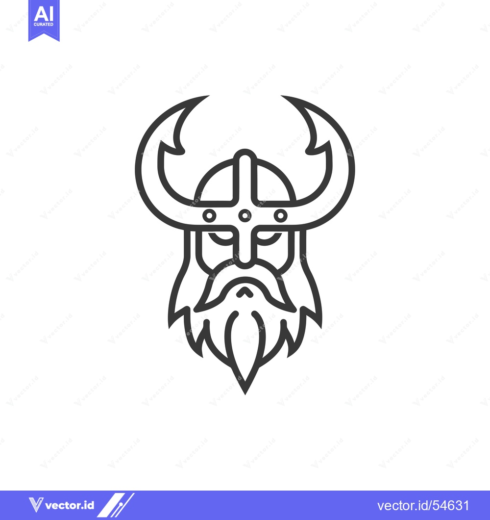 Premium Vector dari Line Art Illustration of a Viking Warrior's Head