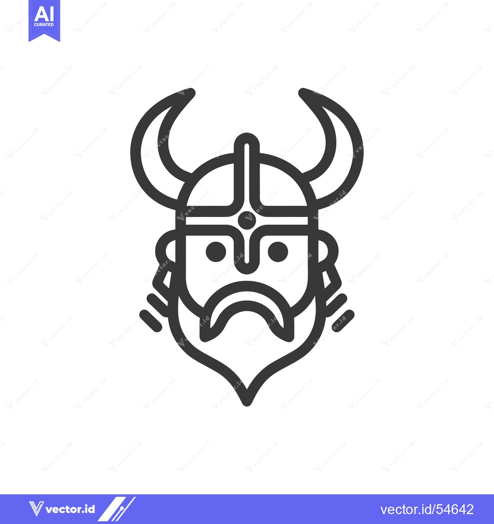 Premium Vector dari Line Art Illustration of a Viking Wearing a Helmet with Horns