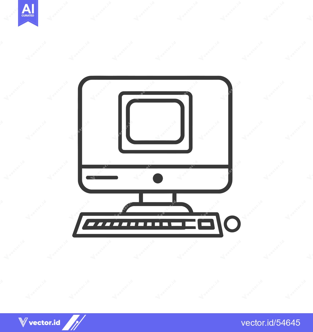 Premium Vector dari Line Art Illustration of a Vintage Desktop Computer