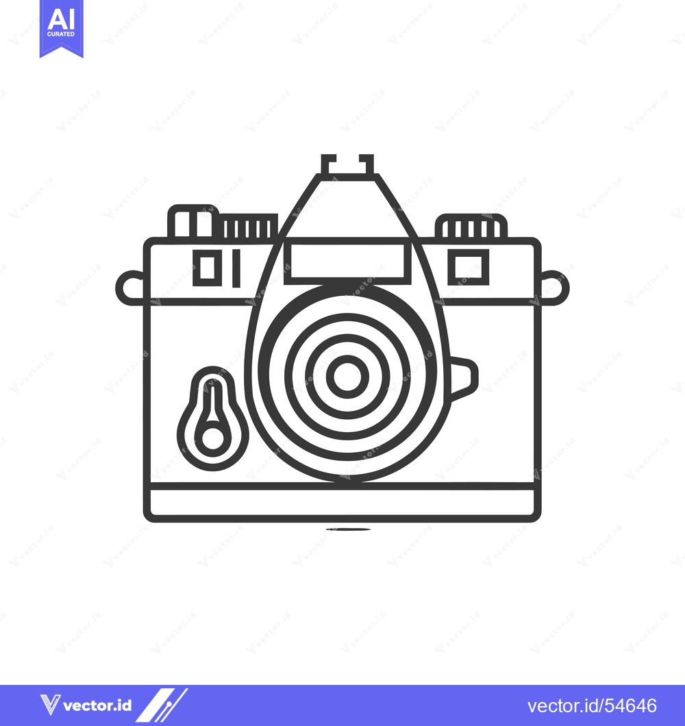 Premium Vector dari Line Art Illustration of a Vintage Film Camera