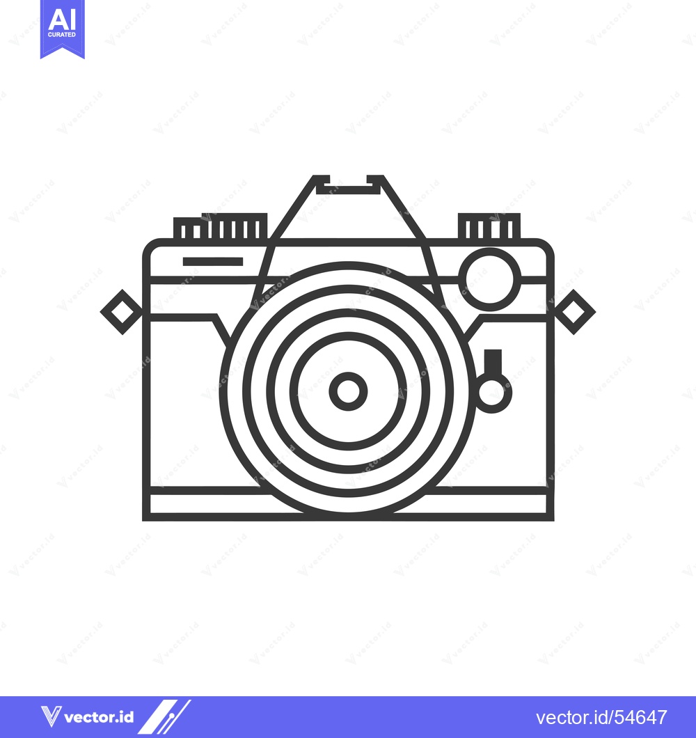 Premium Vector of Line Art Illustration of a Vintage Film Camera