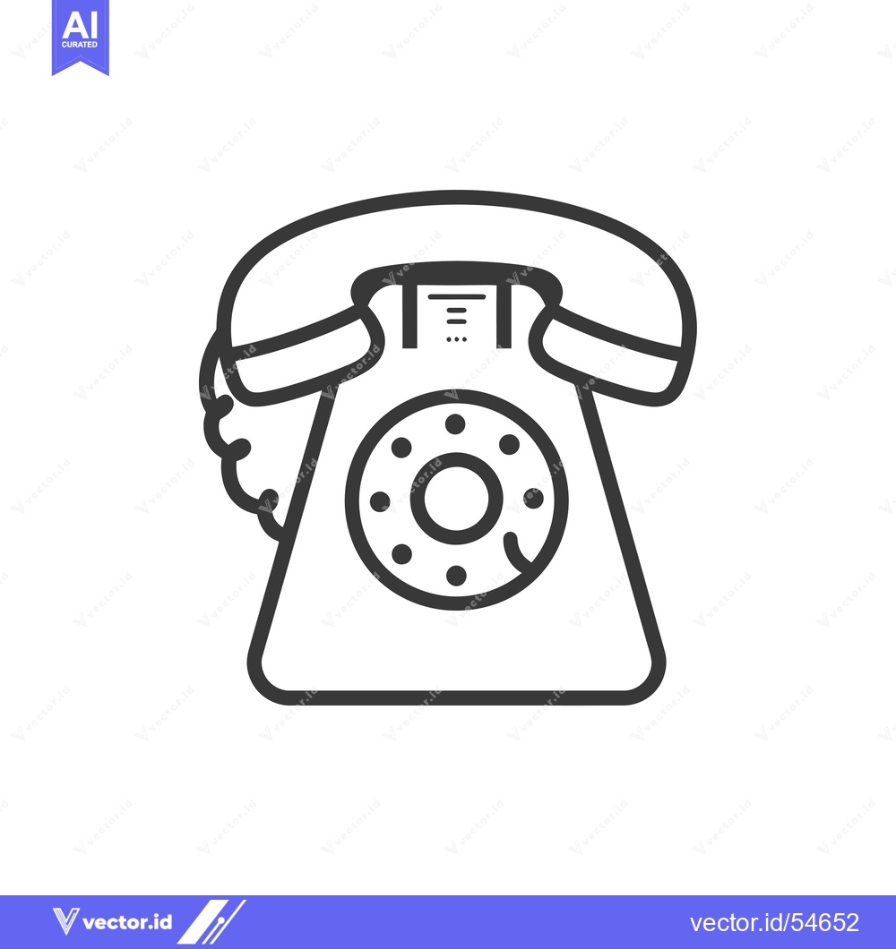 Premium Vector of Line Art Illustration of a Vintage Rotary Phone