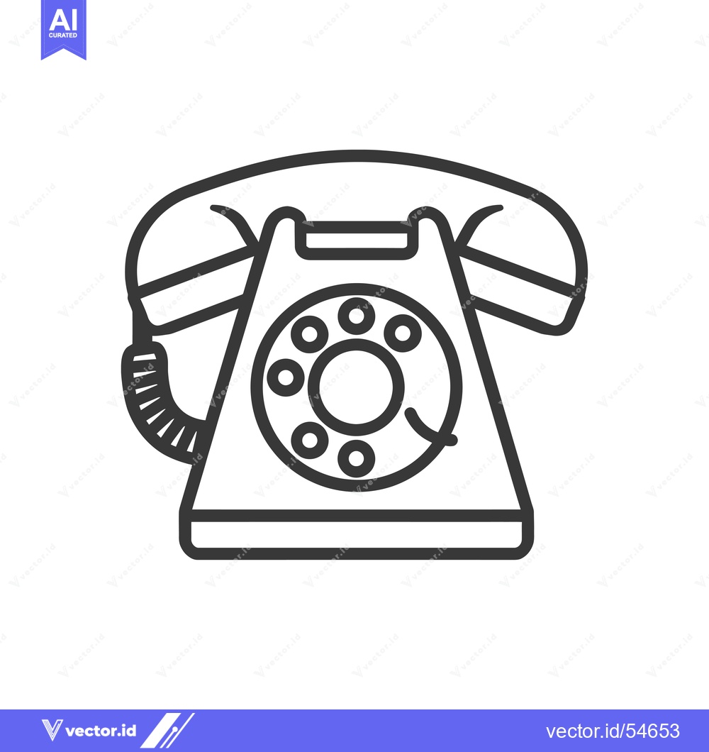 Premium Vector dari Line art illustration of a vintage rotary phone
