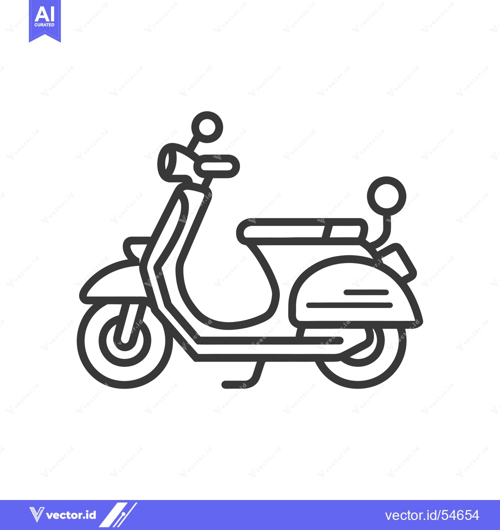 Premium Vector dari Line art illustration of a vintage scooter