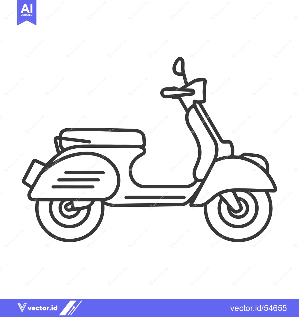 Premium Vector dari Line Art Illustration of a Vintage Scooter