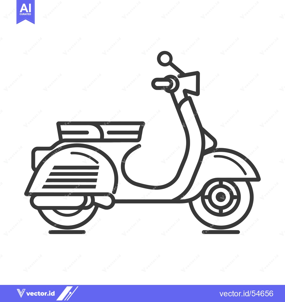 Premium Vector dari Line Art Illustration of a Vintage Scooter