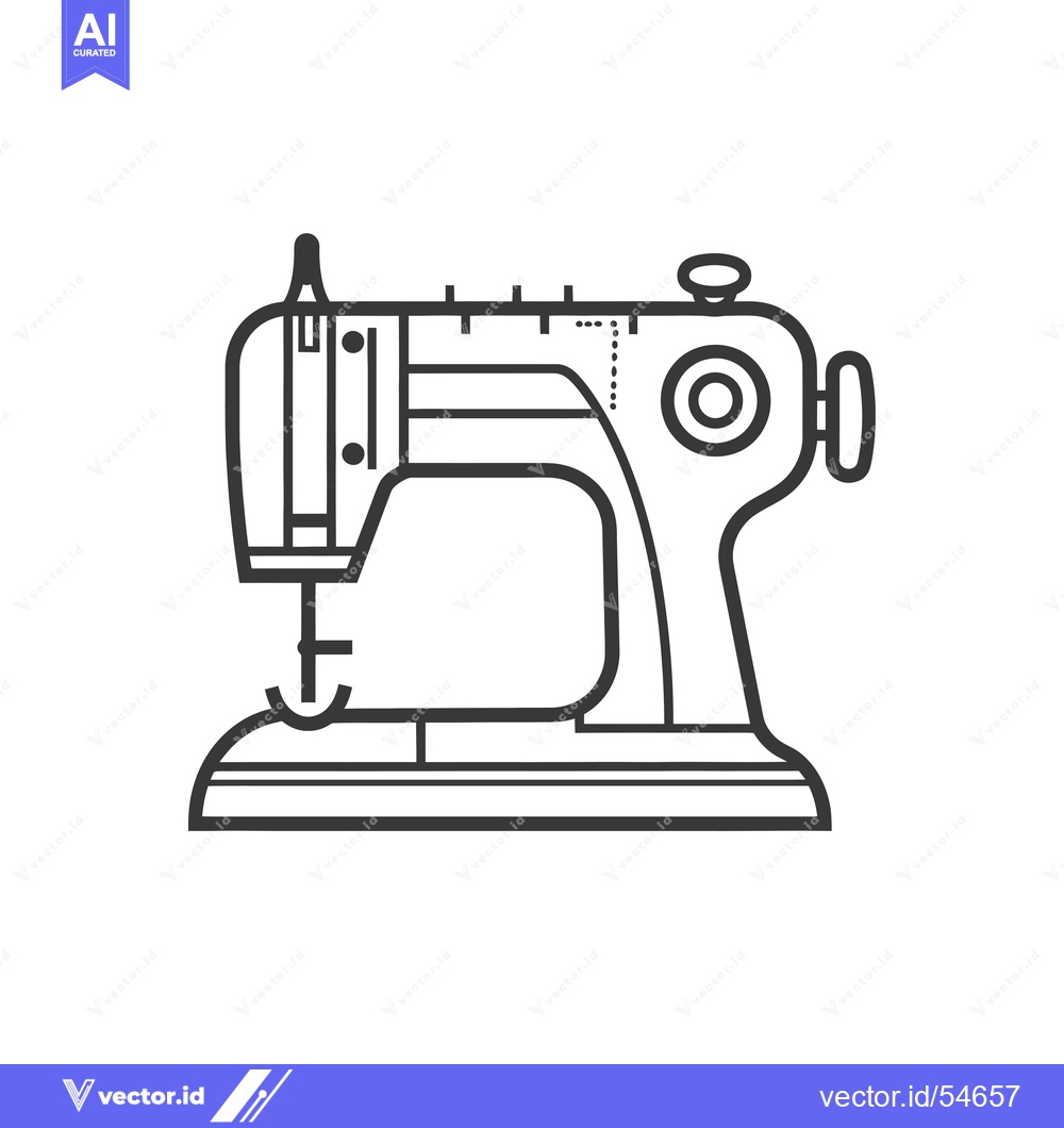Premium Vector dari Line art illustration of a vintage sewing machine