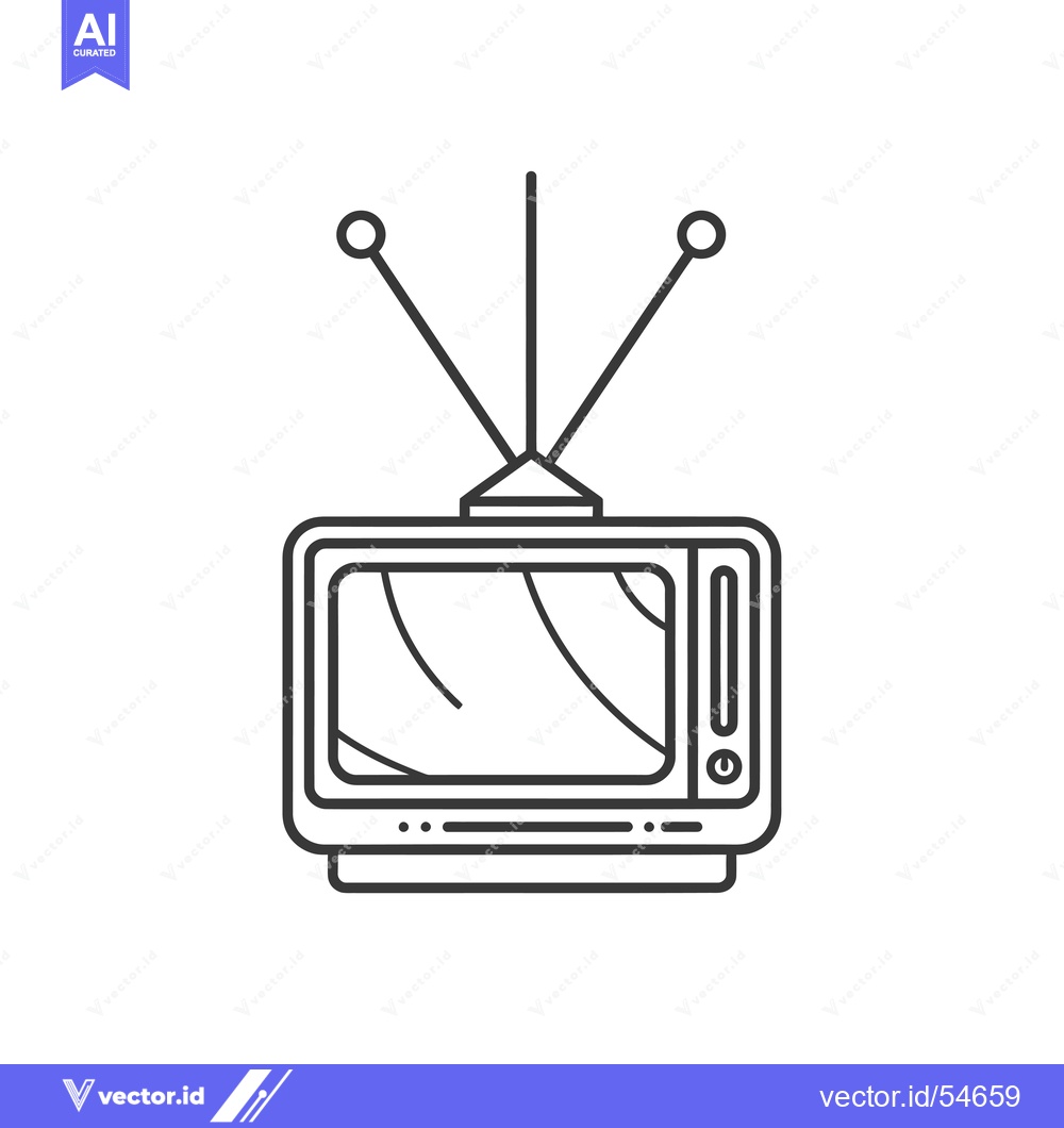 Premium Vector of Line art illustration of a vintage television set