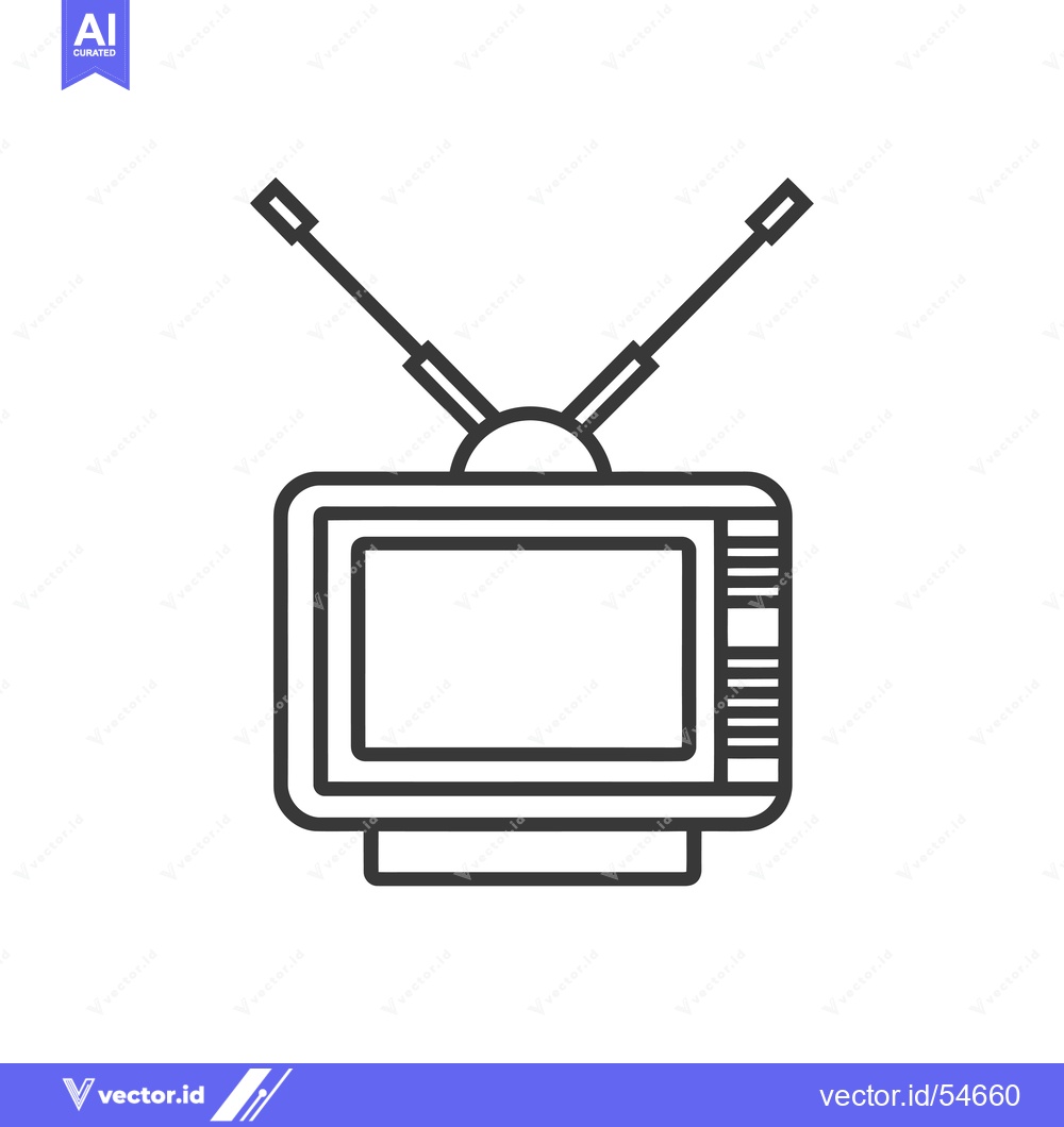 Premium Vector dari Line art illustration of a vintage television with antennas