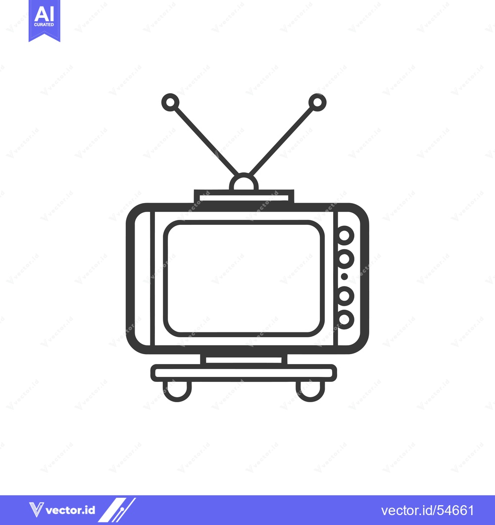 Premium Vector of Line art illustration of a vintage television with antennas