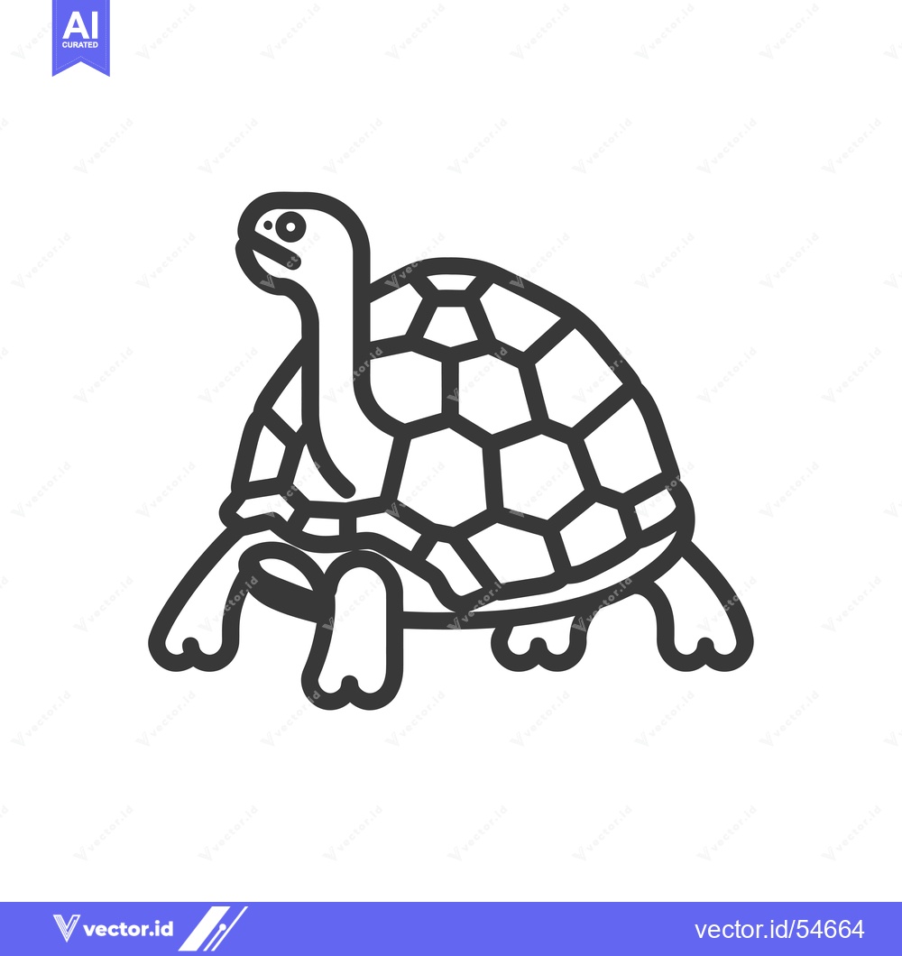 Premium Vector dari Line Art Illustration of a Walking Tortoise