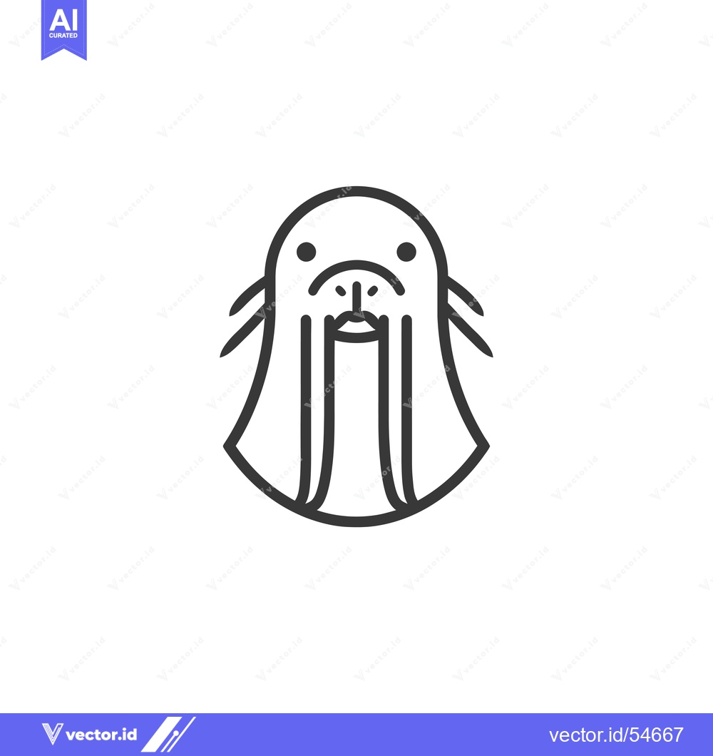 Premium Vector of Line Art Illustration of a Walrus's Head
