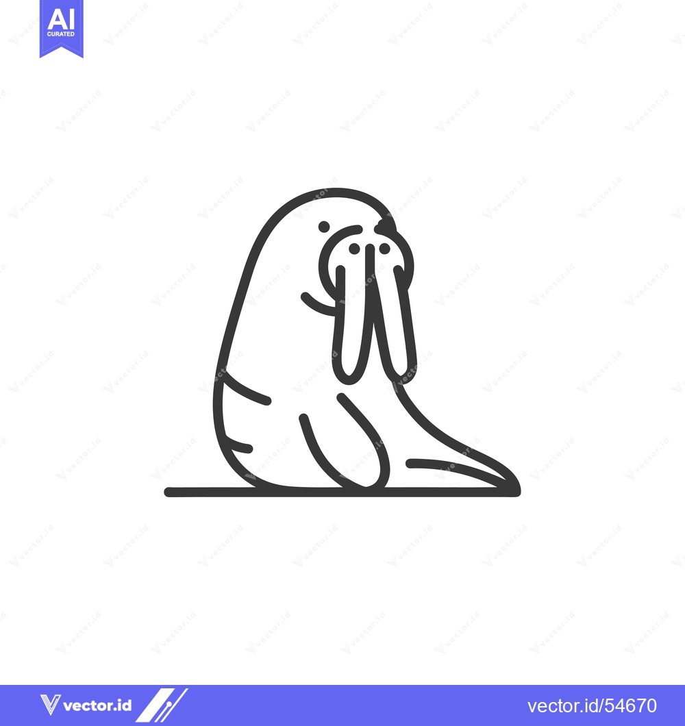 Premium Vector dari Line Art Illustration of a Walrus with its Tusks