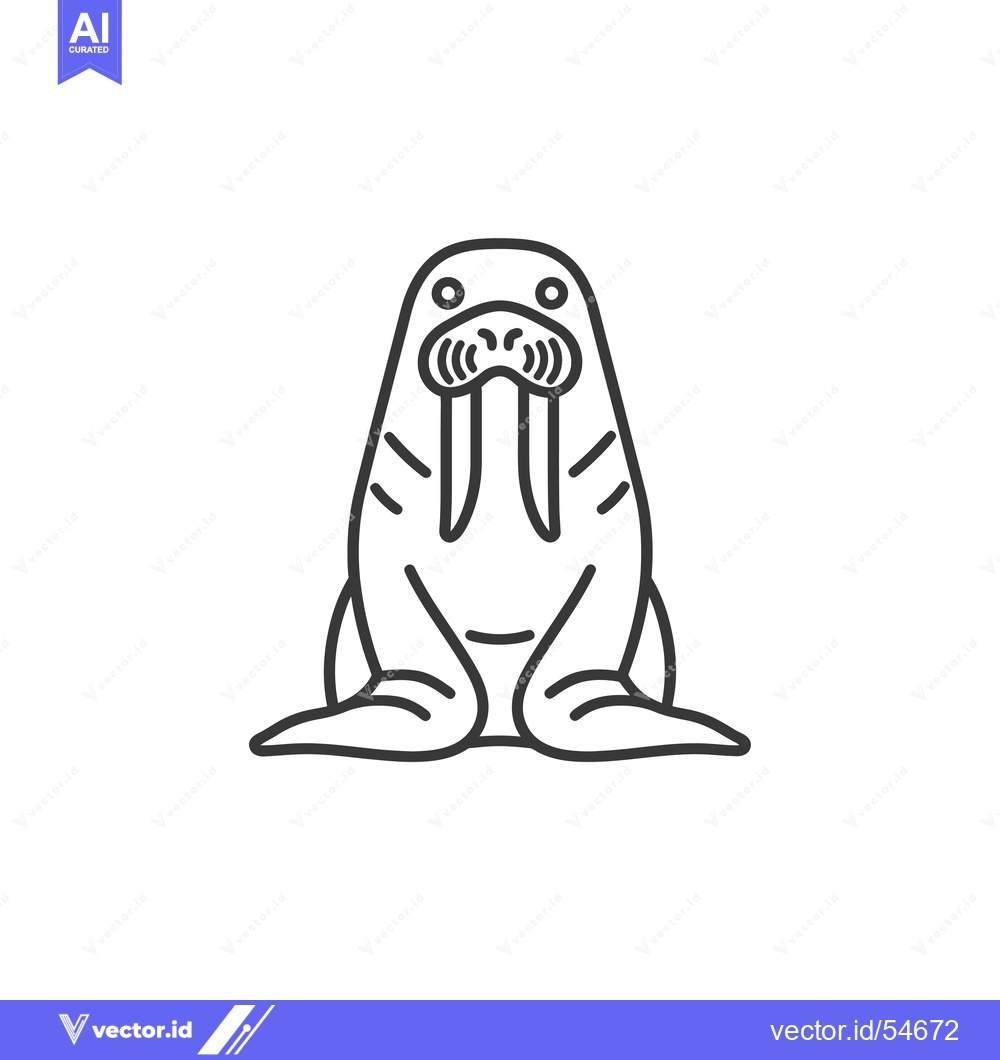 Premium Vector dari Line Art Illustration of a Walrus with Large Tusk