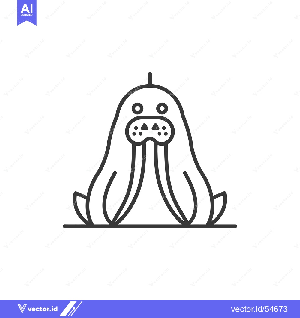 Premium Vector dari Line Art Illustration of a Walrus with Large Tusk