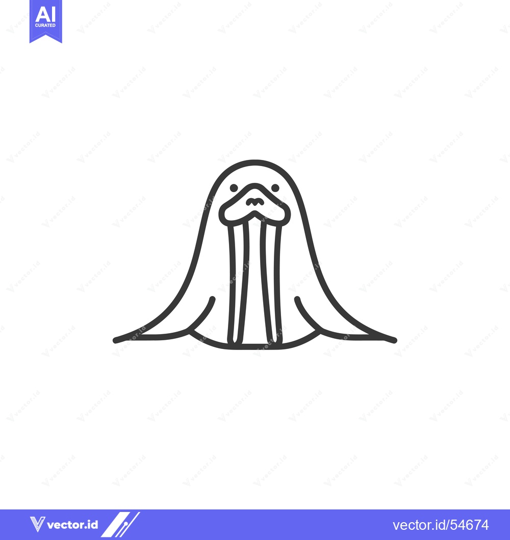 Premium Vector dari Line Art Illustration of a Walrus with Large Tusk