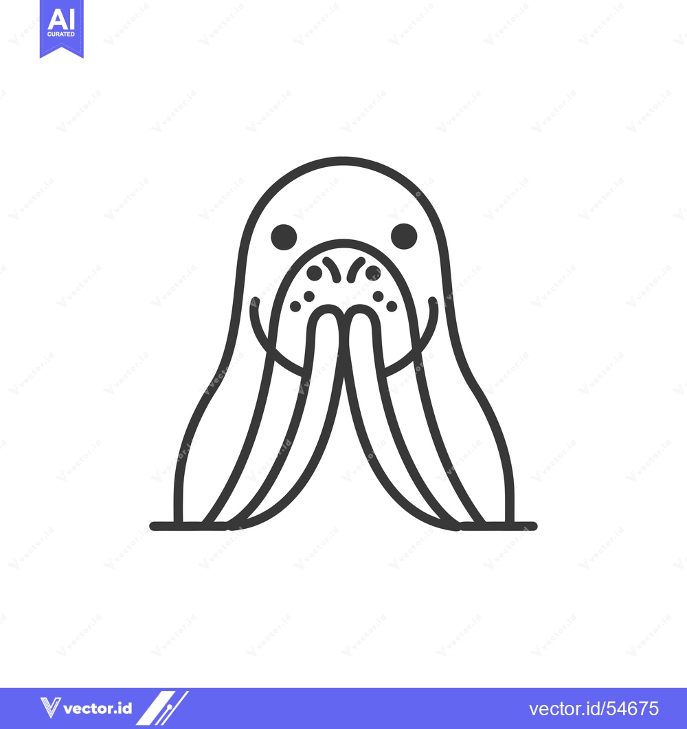 Premium Vector of Line art illustration of a walrus with large tusks