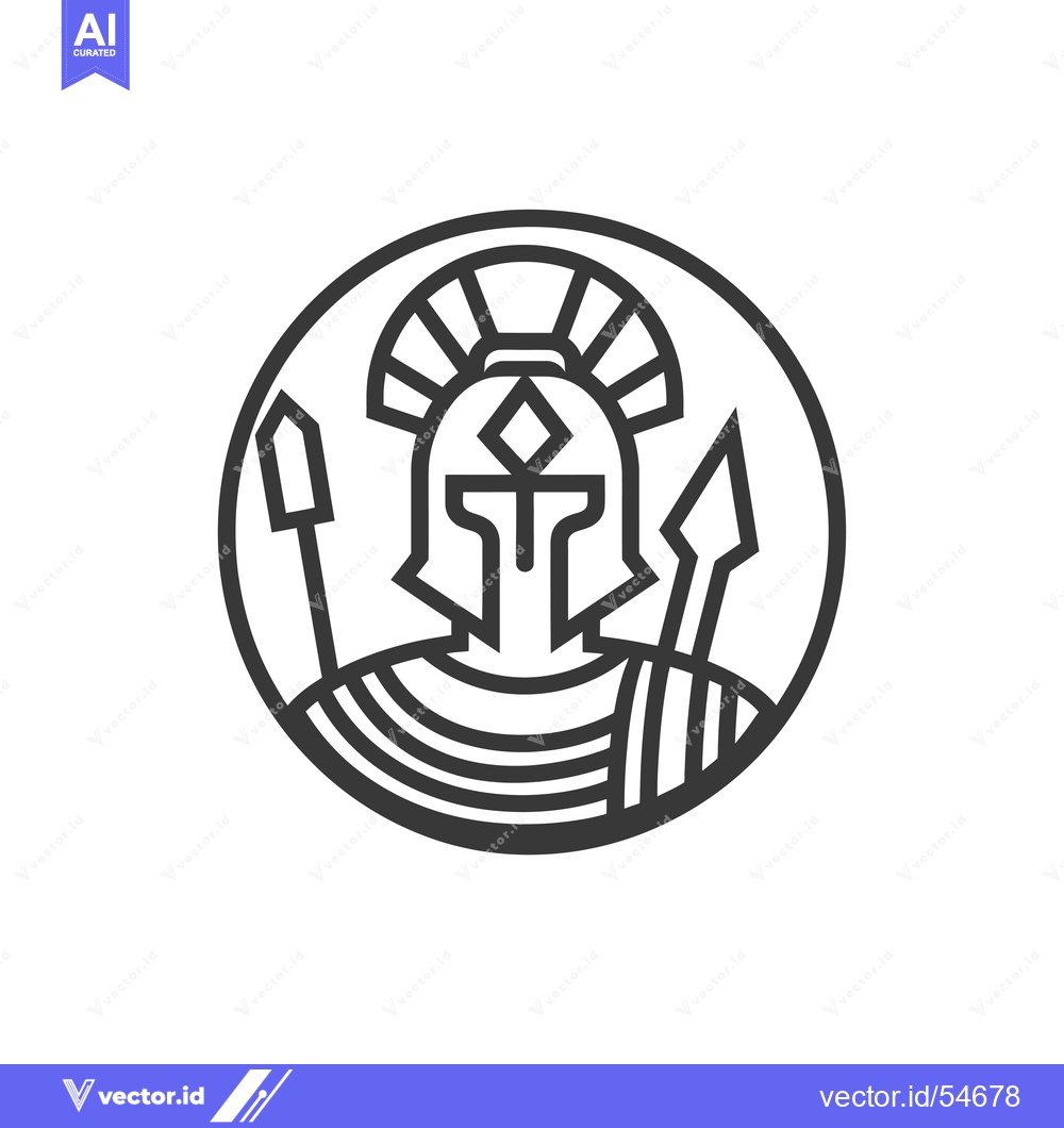 Premium Vector dari Line Art Illustration of a Warrior in a Helmet with Spears
