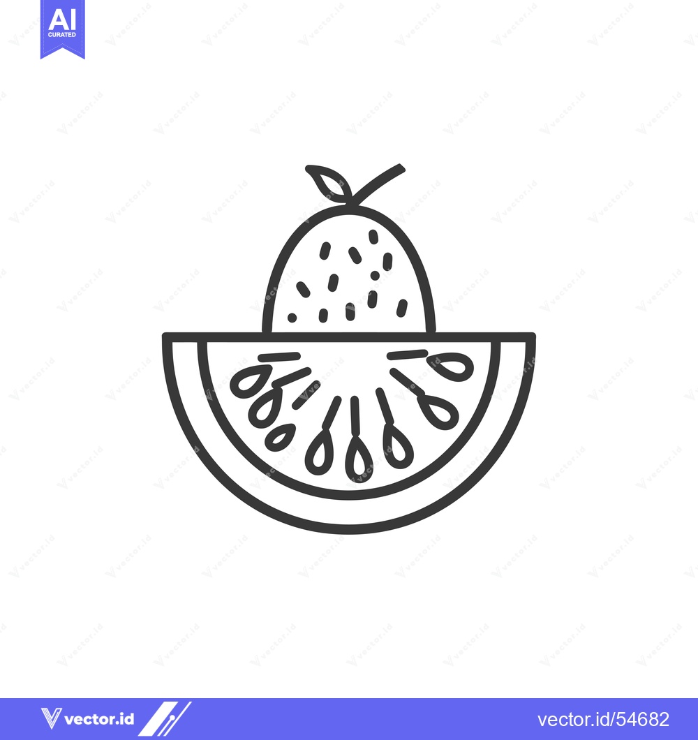 Premium Vector dari Line Art Illustration of a Watermelon with a Kiwi on Top