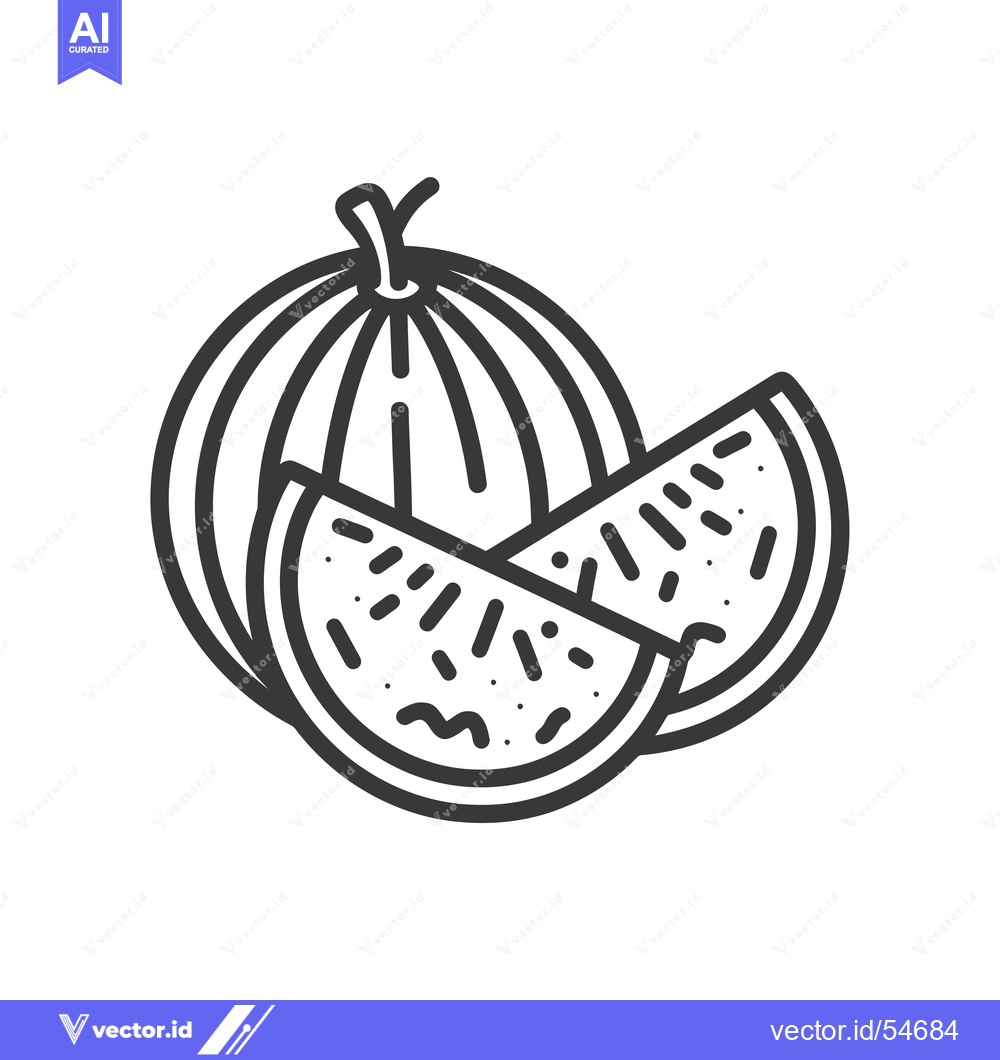 Premium Vector dari Line Art Illustration of a Watermelon with Slices