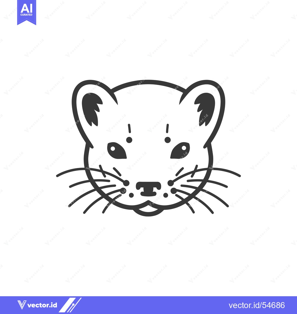 Premium Vector dari Line Art Illustration of a Weasel's Face