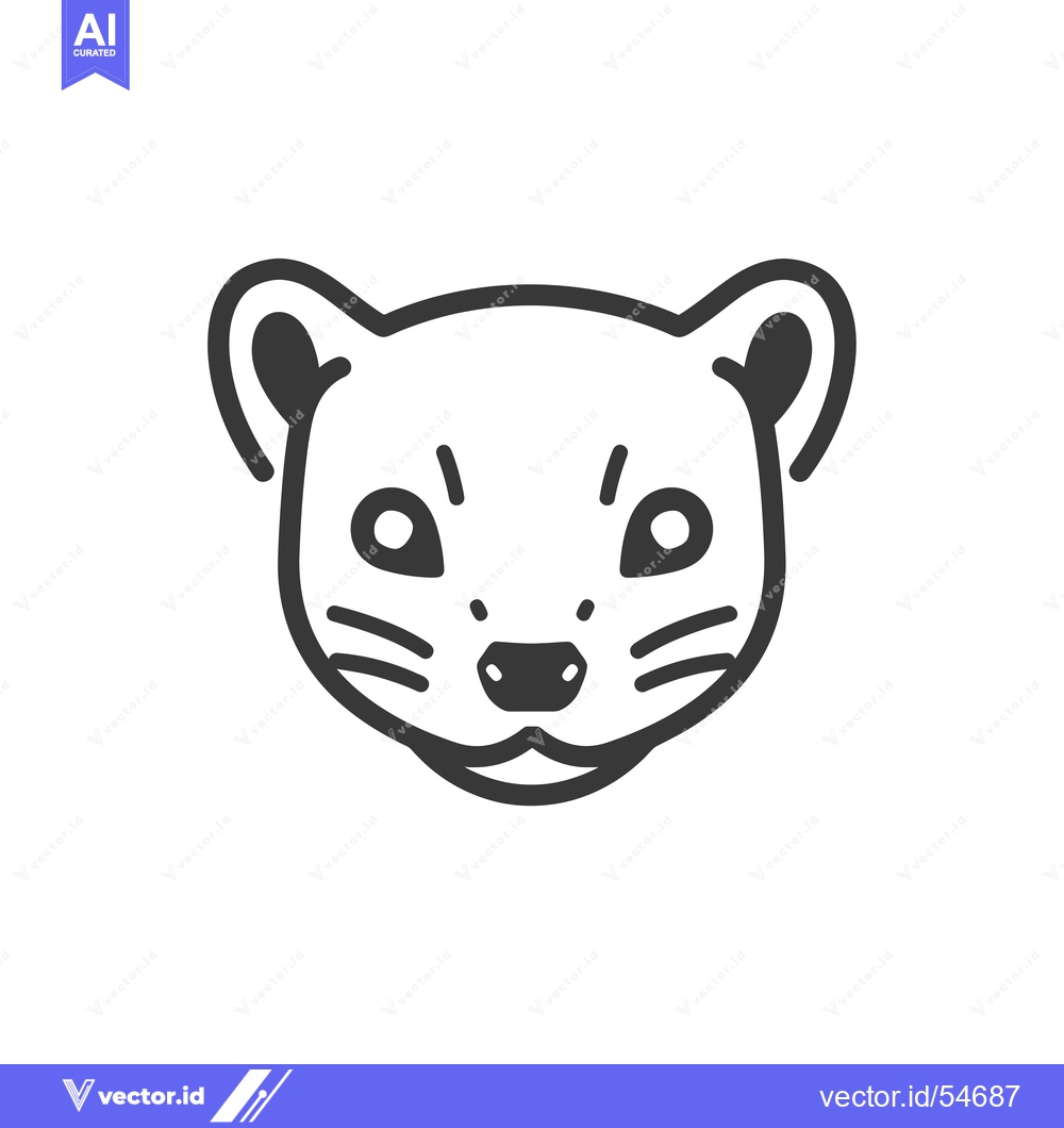 Premium Vector of Line Art Illustration of a Weasel's Face