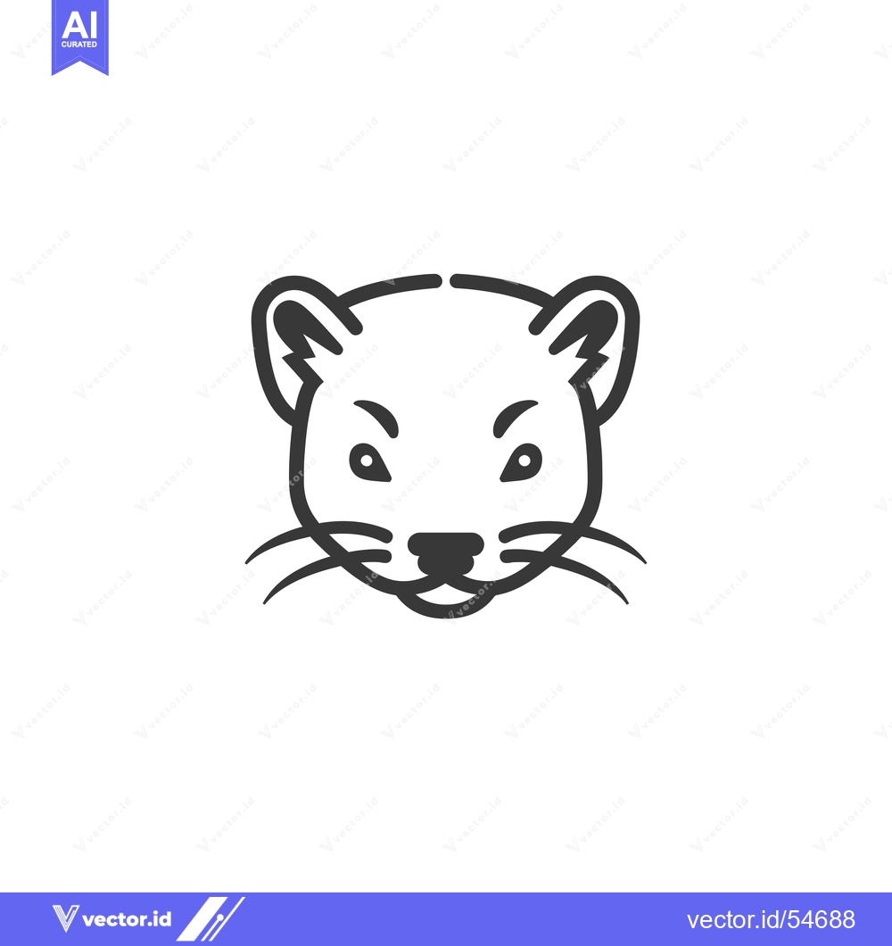 Premium Vector dari Line Art Illustration of a Weasel's Face
