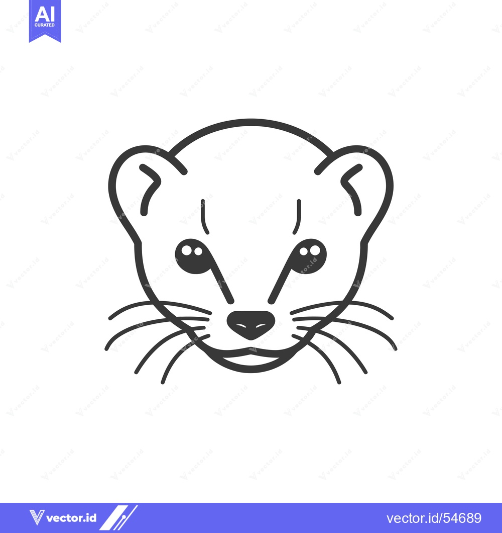 Premium Vector dari Line Art Illustration of a Weasel's Face