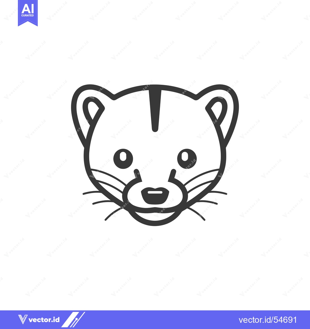Premium Vector of Line art illustration of a weasel's head